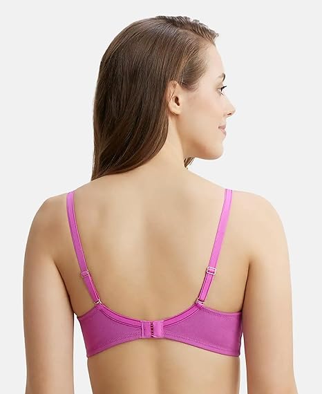 Jockey FE38 Women’s Underwired Padded Cotton T-Shirt Bra – Full Coverage with Stylised Mesh Panel